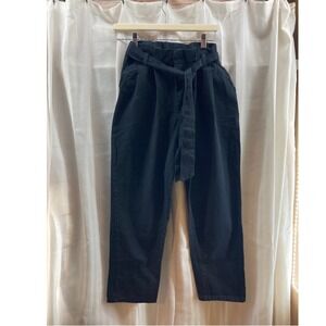 PS LA Black High Waisted Paperbag Waist Belted Casual Cropped Pants Womens S